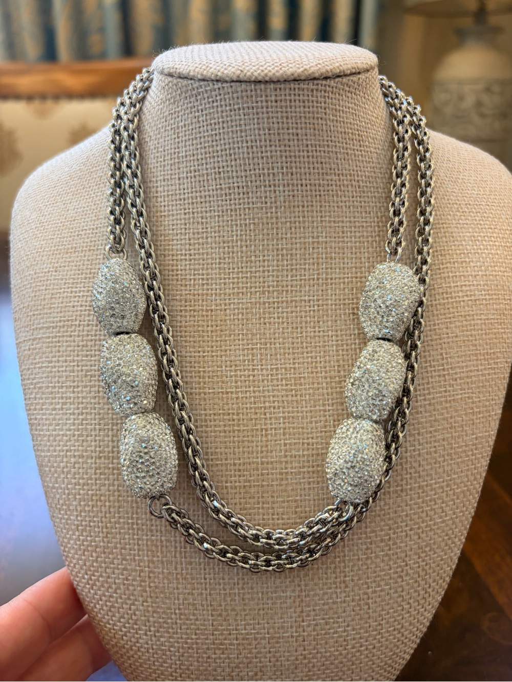 Atelier Swarovski core collection Moselle Silver  Necklace with Textured Beads